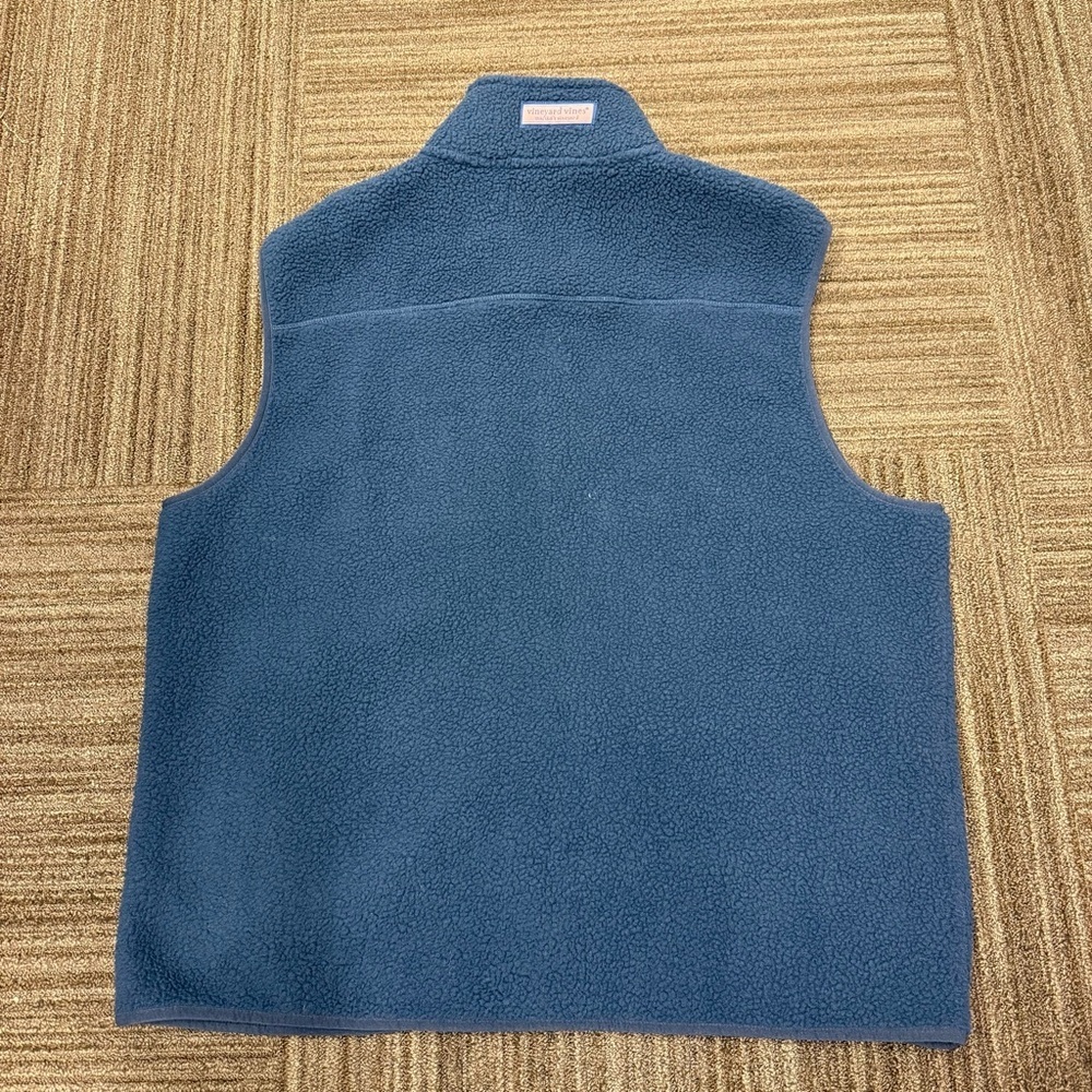 Vineyard Vines Navy Fleece Vest with Zippered Pockets Preppy Style - Picture 6 of 7